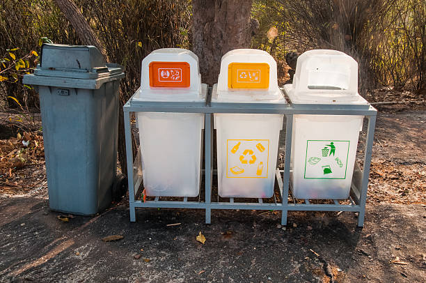 istock Green bin , Black garbage bags , garbage bags and trashcan , Trash fence 498490894