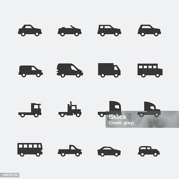 Vector Cars Vehicles Mini Icons Set Stock Illustration - Download Image Now - Icon, Van - Vehicle, Mini Van