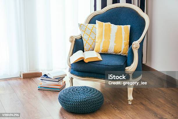 Armchair Stock Photo - Download Image Now - Comfortable, Cushion, Reading