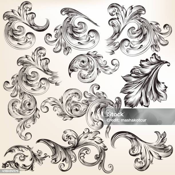 Collection Of Vector Decorative Vintage Swirls For Design Stock Illustration - Download Image Now