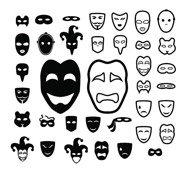 Masks and conspiracy icon set vector art illustration