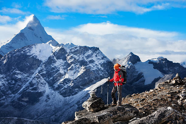 istock Hiking in Khumbu walley in Himalayas mountains 498496010