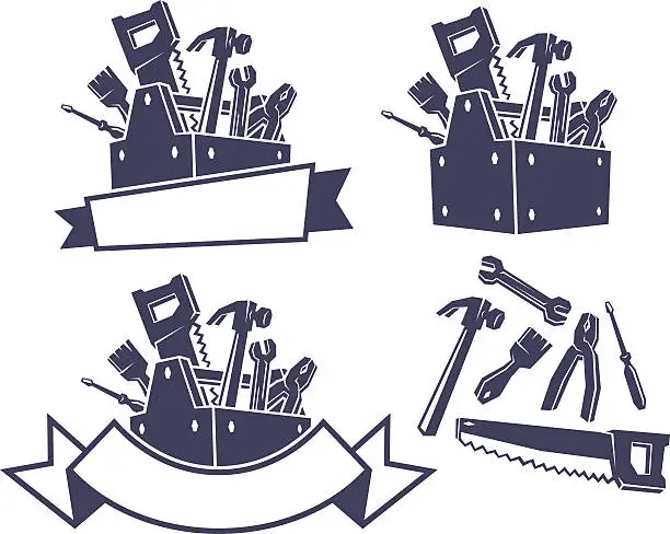 Vector illustration of Toolbox with tools
