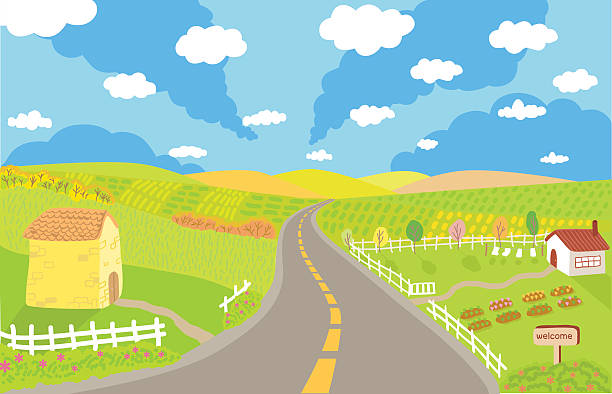 countryside landscape vector illustration countryside landscape vector illustration house landscaped beauty in nature horizon over land stock illustrations