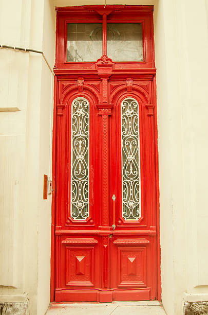 Red old wooden door