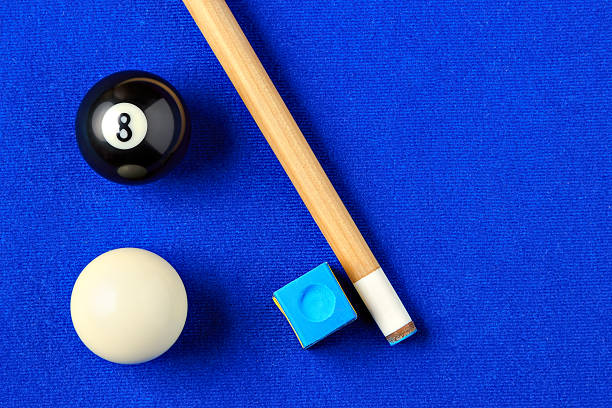 Wooden billiard cue, pool stick isolated on white background