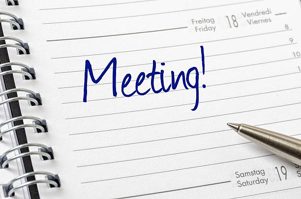 istock Meeting written on a calendar page 498504982