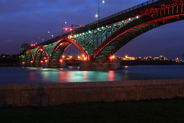 Peace Bridge with Red and Green Lights