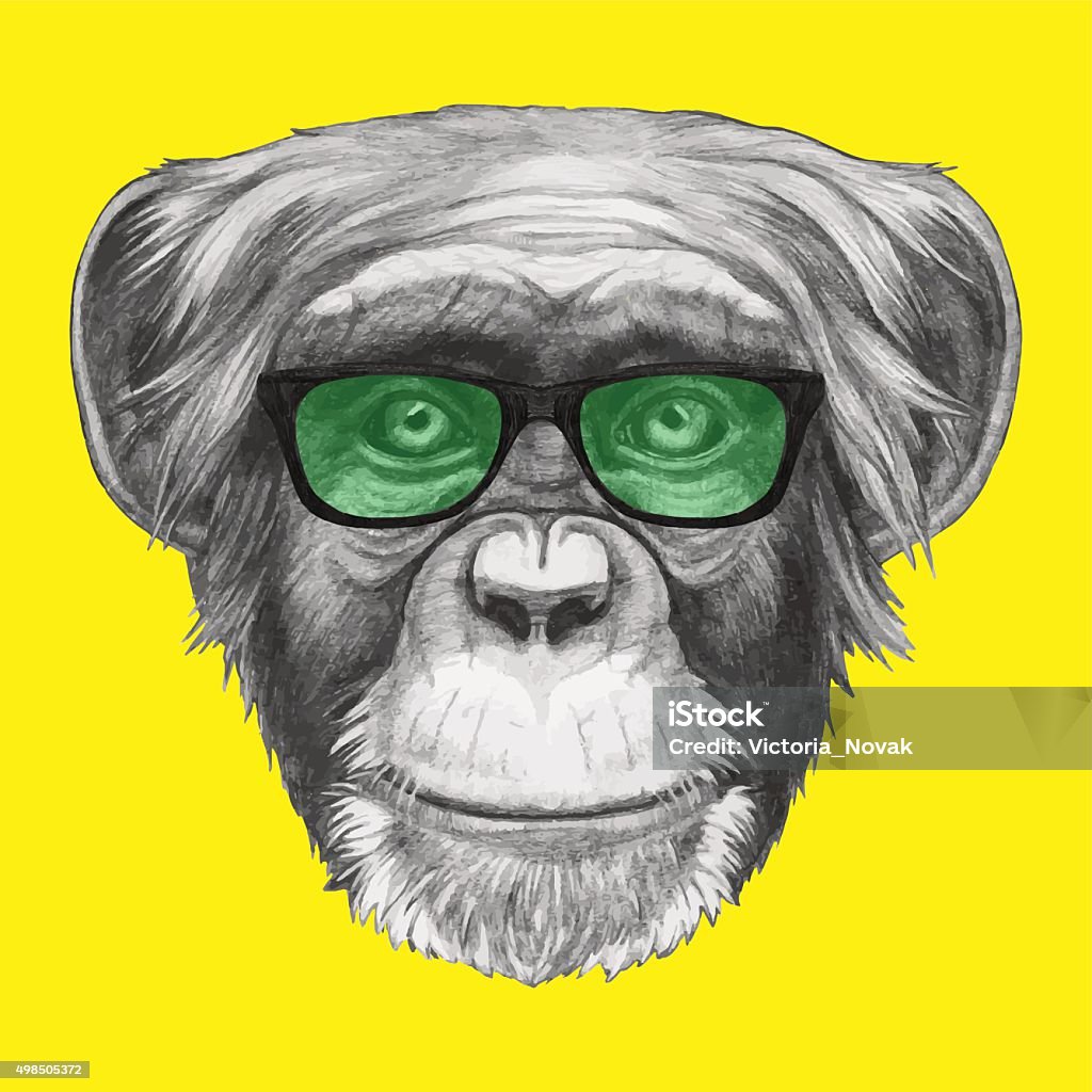 Desenho Macaco De Oculos Fundo Amarelo 3215