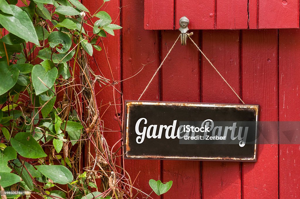 Old metal sign with the inscription Garden Party Garden Party Stock Photo