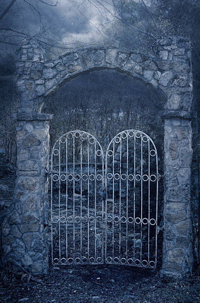 Old Mystic Gate  in a a foggy twilight