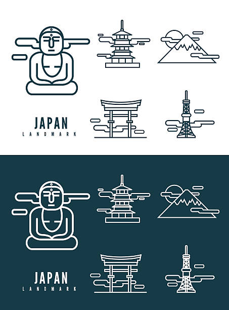 日本 landmarks.フラットデザイン要素を加えます。 - 神社点のイラスト素材／クリップアート素材／マンガ素材／アイコン素材
