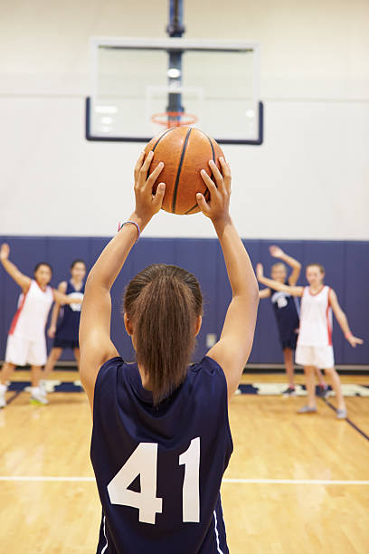 istock Female High School Basketball Player Shooting Basket 498509849