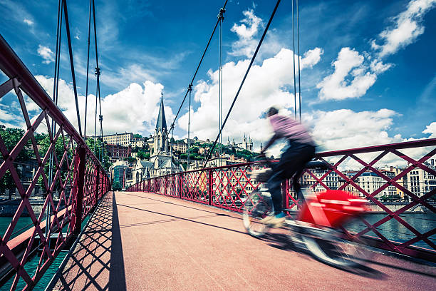 Bike on red footbridge