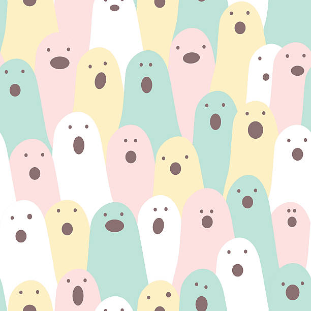 Funny ghosts. Halloween seamless vector pattern vector art illustration