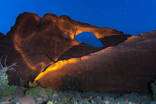 Long Exposure light painting - Skyline Arch Moab Utah