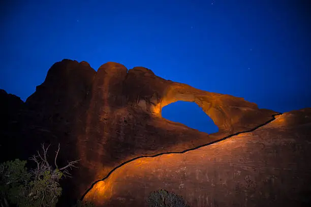 Long Exposure light painting - Skyline Arch Moab Utah