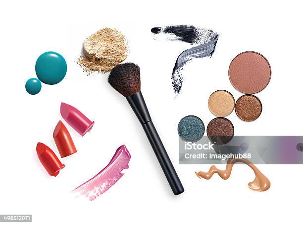 Varios Maquillaje Y Cosméticos Productos Foto de stock y más banco de imágenes de Aplastado - Aplastado, Belleza, Brillante