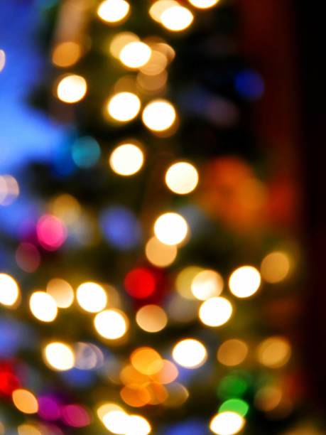 christmas holiday lights defocused stock photo