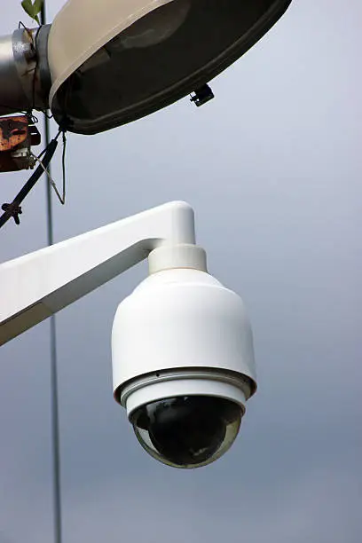 Dome Type Outdoor CCTV Camera on Street Lamp