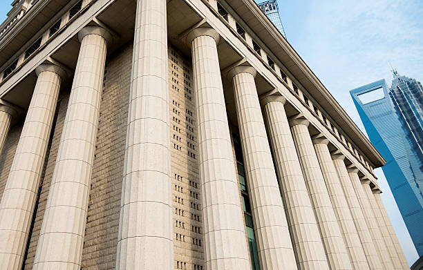 istock Roman columns and Shanghai landmark buildings. 498525518