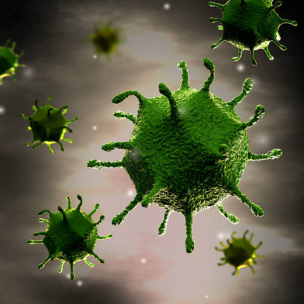 grypa i przeziębienie szczegółowo-mikroskop - virus molecular structure healthcare and medicine russian influenza zdjęcia i obrazy z banku zdjęć