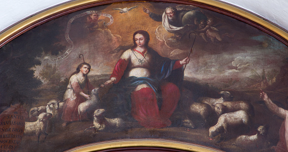 Cordoba - The Madonna and child Jesus as the Shepherd (Divina Pastora) in church Convento de Capuchinos (Iglesia Santo Angel) by unknown artist of 18. cent.