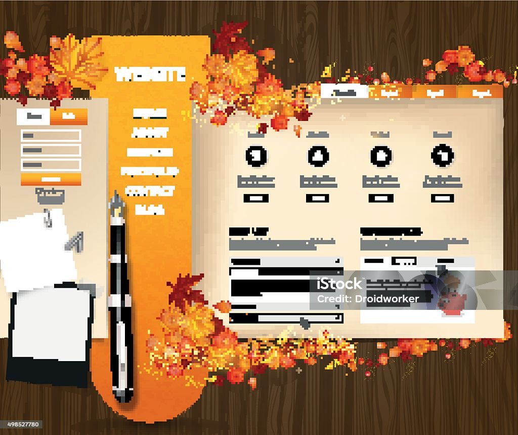 Fall Theme Website Creative Autumn Theme Website Template Design Vector Stock Illustration ...