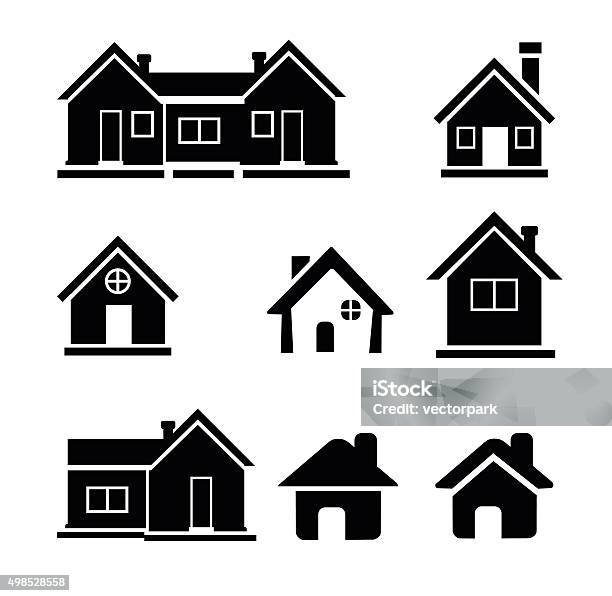 Houses Icons Set Illustration Stock Illustration - Download Image Now - House, In Silhouette, Home Interior