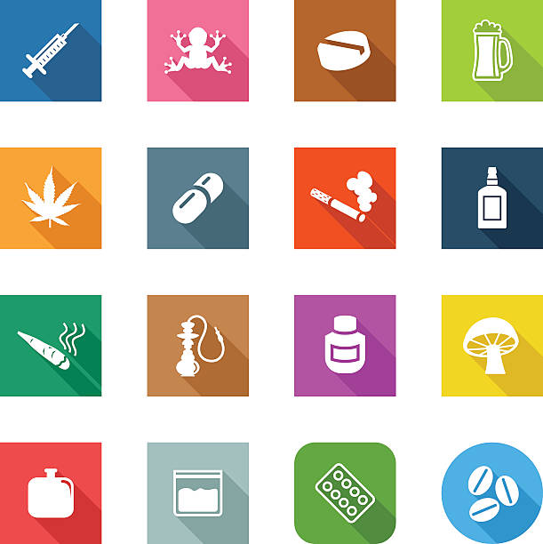 ilustrações de stock, clip art, desenhos animados e ícones de ícones plana de fármacos - ecstasy