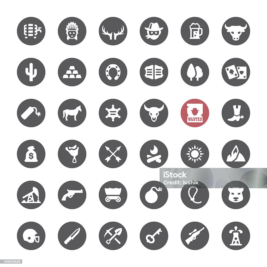 Wild West and Cowboy related vector icons Wild West and Cowboy related icons.  Icon Symbol stock vector