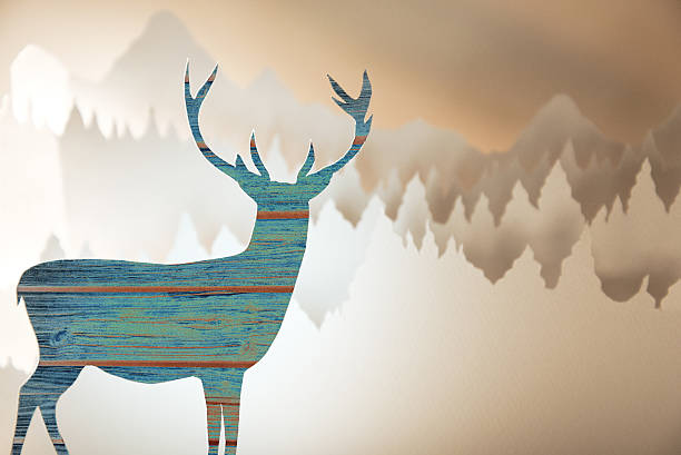 istock Merry christmas new year paper cut deer forest 498531078