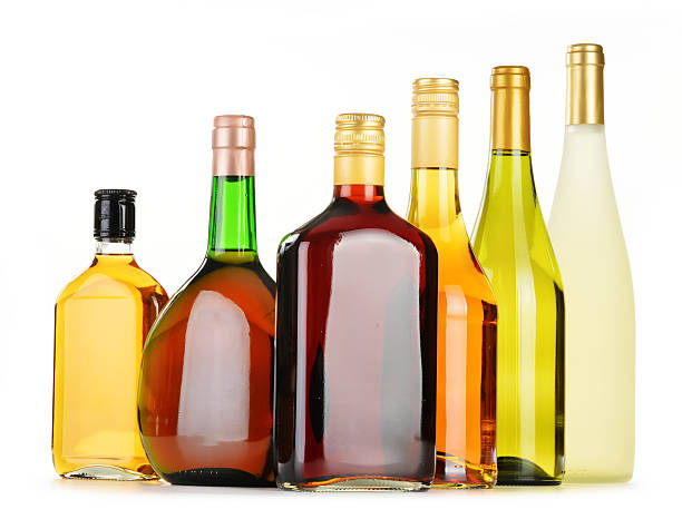 istock Bottles of assorted alcoholic beverages isolated on white 498531655
