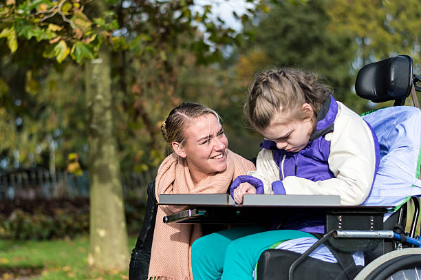 istock Disability a disabled child in a wheelchair relaxing outside 498531828