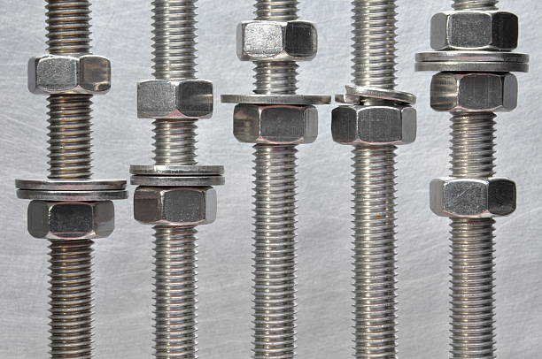 istock Metal bolt nuts and washers with metric thread 498532424
