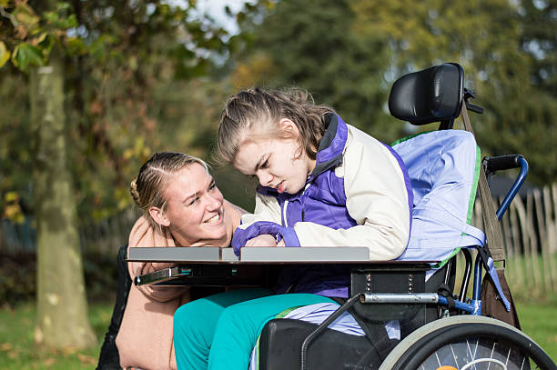 istock Disability a disabled child in a wheelchair relaxing outside 498533846