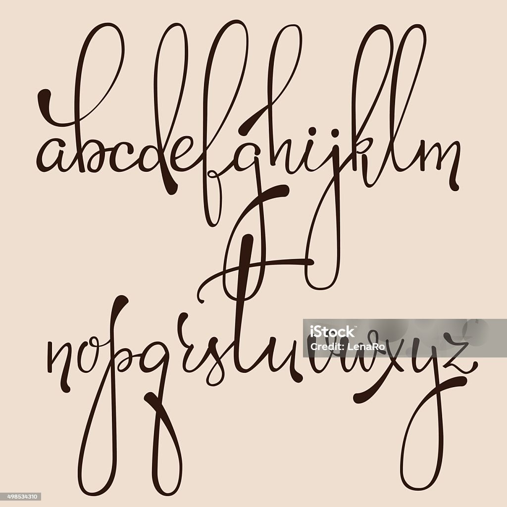 Calligraphy cursive font Handwritten pointed pen ink style decorative calligraphy cursive font. Calligraphy alphabet. Cute calligraphy letters. Isolated letter elements. Typography, decorative graphic design. 2015 stock vector