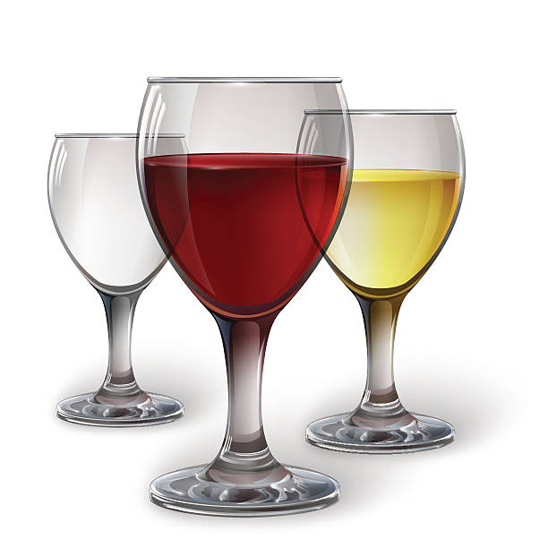 istock Glass wine glass with red wine, white wine, cider. A realistic, transparent, vector. 498534980