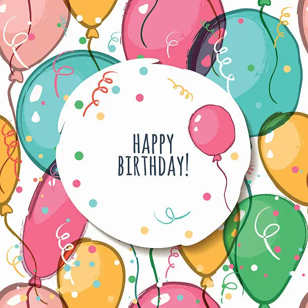 Vector illustration of Vector birthday card with seamless pattern.