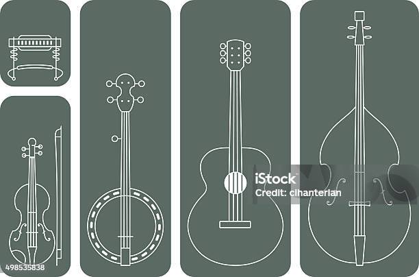 Ilustración de Country Music Instruments y más Vectores Libres de Derechos de Instrumento musical - Instrumento musical, Diapasón - Instrumento de cuerdas, Guitarra