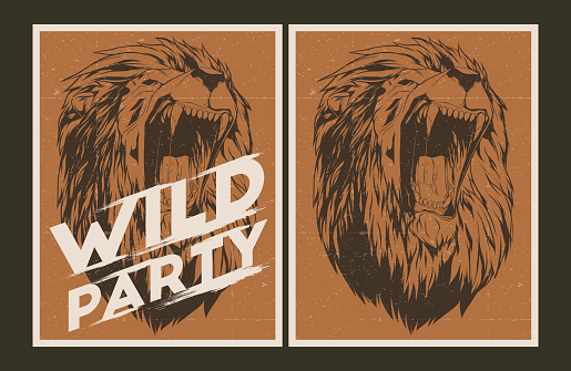 Vector party Poster. Wild party invitation set.