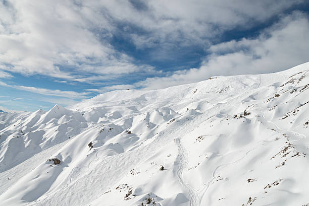 istock Winter ski alpine resort slopes aerial view 498545752