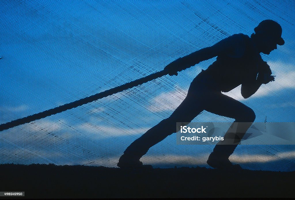 Worker Puling Rope Construction Worker Pulling Rope Stock Photo - Download Image Now ...