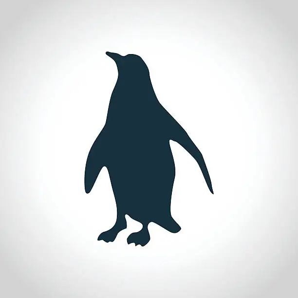 Vector illustration of Penguin black silhouette