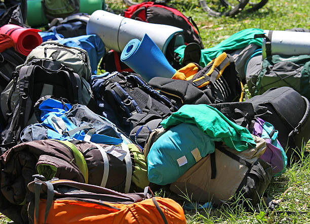 istock pile of knapsacks of Scouts during an excursion 498549101