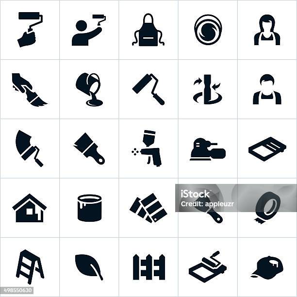 House Painting Icons Stock Illustration - Download Image Now - Icon Symbol, Painting - Activity, Paint
