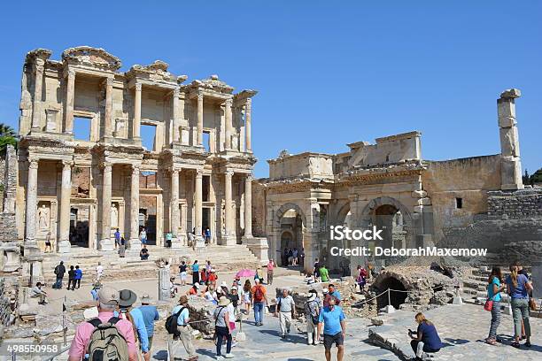 Celcus Library Ruins In City Of Ephesus On Coast Ionia Stock Photo - Download Image Now