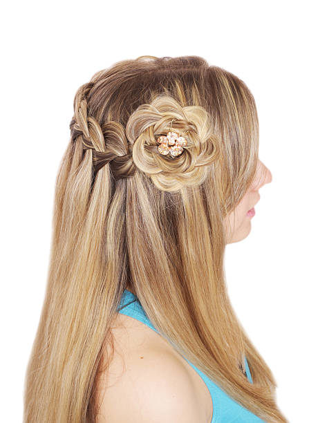 istock Braiding. French waterfall with flower 498551149