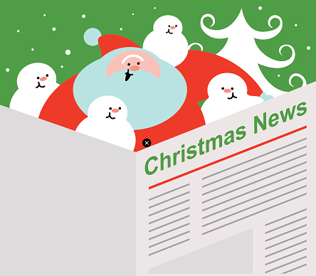 Santa Claus and Snowman are reading the newspaper (Christmas News)