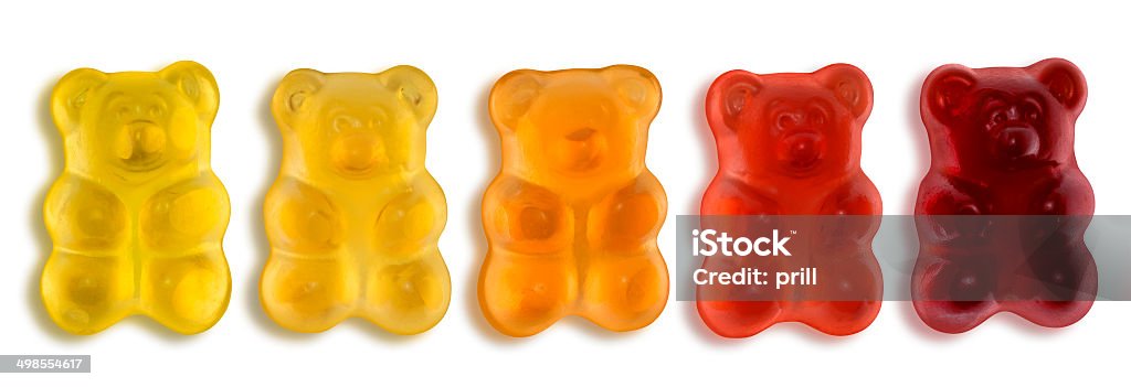 gummy bears some colorful gummy bears in light back Rubber - Material Stock Photo